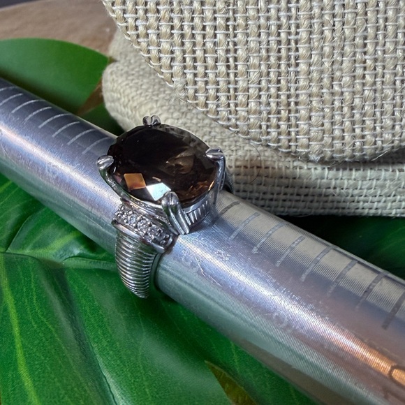 Judith Ripka Smoky Quartz and Silver Ring - Picture 3 of 13